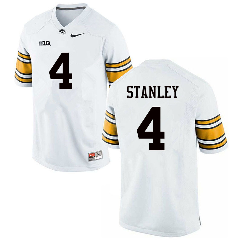 Men #4 Nate Stanley Iowa Hawkeyes College Football Jerseys Sale-White - Click Image to Close